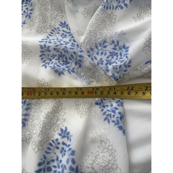 Belle by Kim Gravel Find Your Fire Boho Chic Blouse White And Blue Size Medium - Picture 4 of 8